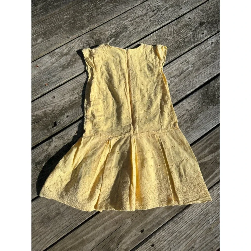 Vintage Hanna Andersson Size 100 cm Eyelet Sundress Cotton Yellow Sleeveless